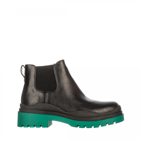 Γυναικεία μπότακια Carty μαύρα με πράσινο, 2 - Kalapod.gr